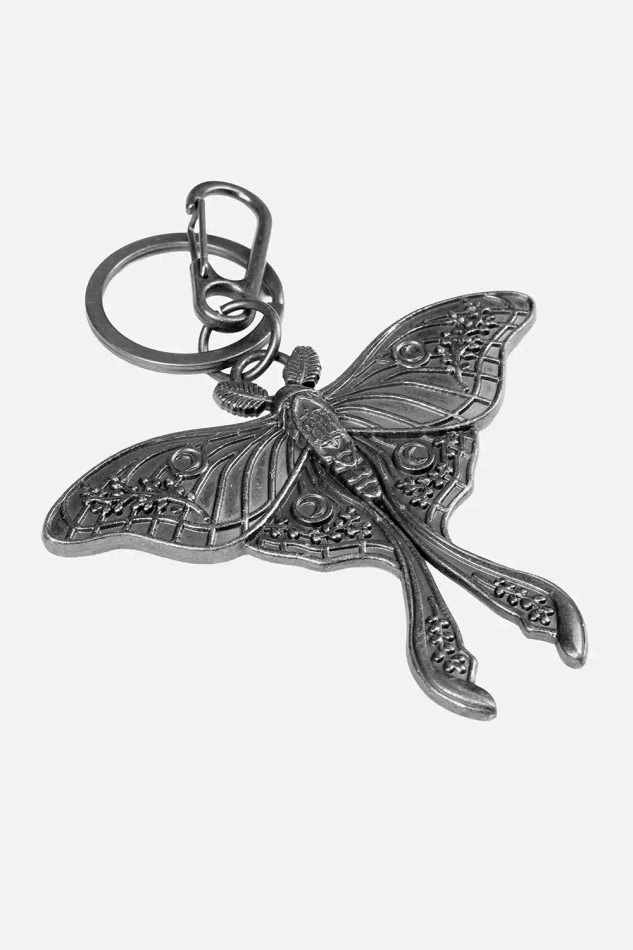 Luna Moth Brelok Antique Silver